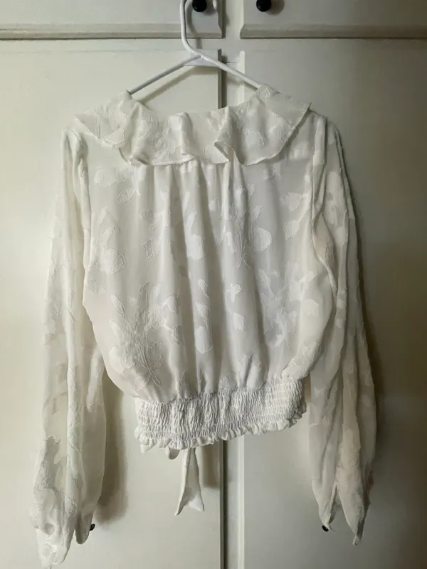 Anthropologie White Long Sleeve Blouse - Image 5