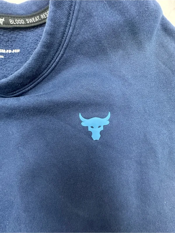 Under Armour Project Rock Cinch Hem Sweatshirt Small Blue Blood Sweat Respect - Image 10
