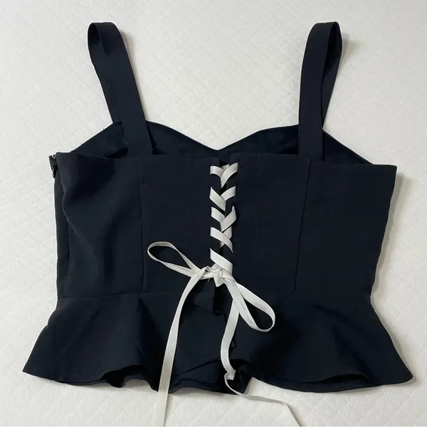 Alythea Black Lace‎ Up Peplum Crop Top size medium - Image 9