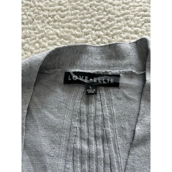 Love Ellie Stitch Fix Open Front Cardigan Sweater Gray Ribbed Details Size L - Image 4