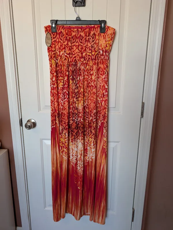 NWT Soma Dressed Up Vanessa Strapless Dress Large Red/Orange - Image 2