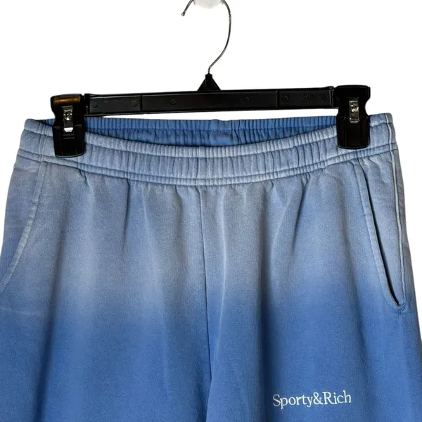 Sporty‎ & Rich Sweatpants Women Small Blue Logo Dip Dye Ombre Joggers Streetwear - Image 4