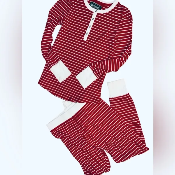 American Eagle Outfitters Red and White Striped Henley Pajama Set - Image 2