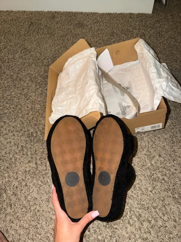 UGG Gray Plush Double-Band Slide Slippers - Image 2