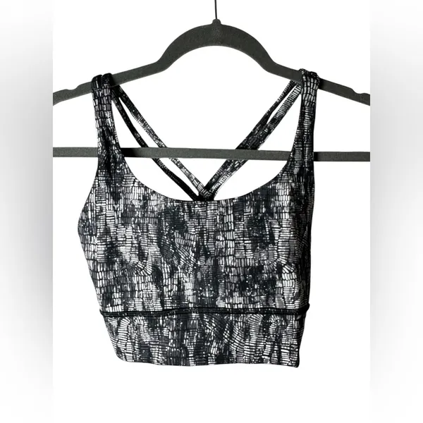 Lululemon Energy Longline Bra Medium Support B–D Cups‎ White Black Size 6 - Image 3