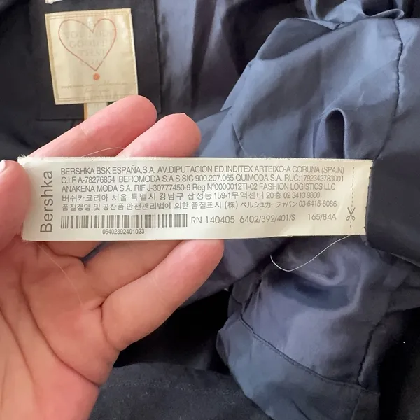 Bershka Basic High Neck Puffer Coat Navy Size Small - Image 7