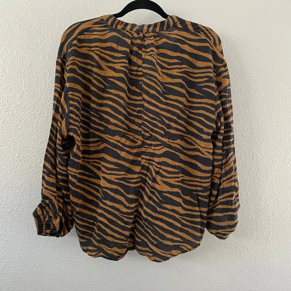 & Other Stories Zebra Print Blouse Size 2 Oversized Boho Chic Animal Print - Image 2