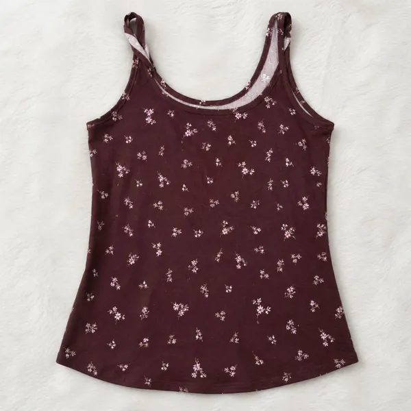 No Boundaries Burgundy Ditsy Floral Tank Top Y2K Coquette L - Image 2
