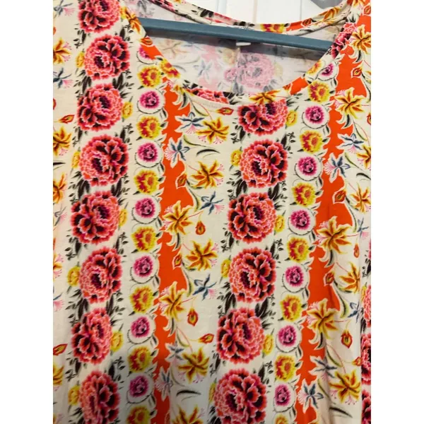 The‎ Pioneer Woman 1X Floral & Striped Short Sleeve Dress For Women - Image 4