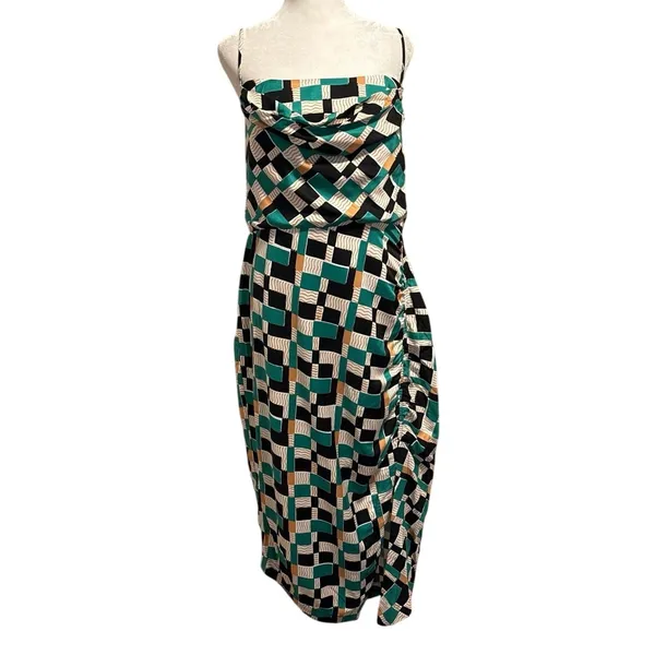 Anthropologie Size 12 Sleeveless Draped Back Asymmetrical Hem Slip Midi Dress - Image 3