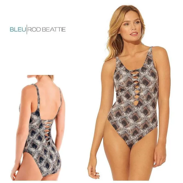 New. BLEU Rod Beattie snake print plunge swimsuit. Size 6. Retails $119 - Image 2