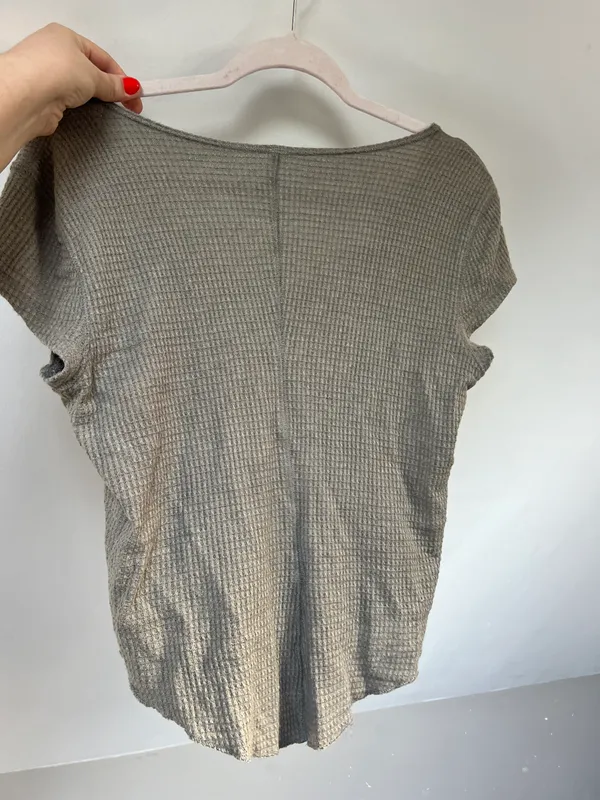 Free People Green Gray Waffle Tee - Image 2