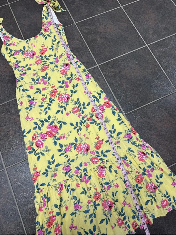 Kiel James Patrick Flower Garden Sleeveless Midi Dress Linen Blend Yellow 0 - Image 11