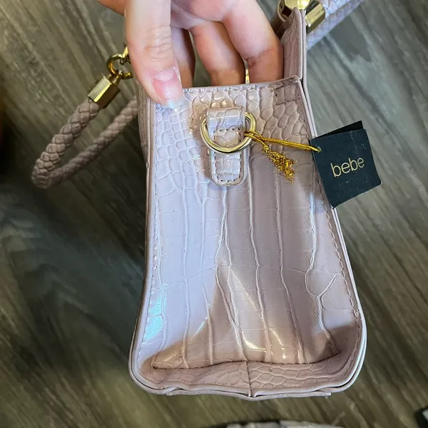 bebe light pink lavender faux crocodile mini purse - Image 10