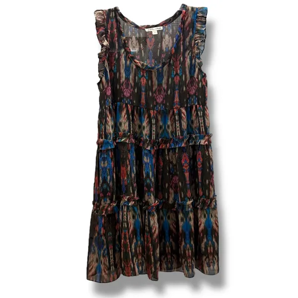 Anthropologie Lili's Closet Sibylline Ikat Tiered Ruffle Dress Womens Small Boho - Image 7