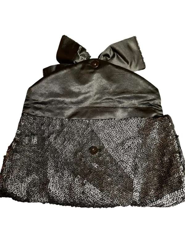 Moyna Womens Silver Beaded Envelope Clutch Handbag Purse - Image 3