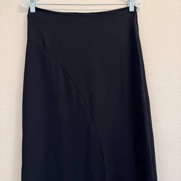 Zara Black Asymmetric Hem Midi‎ Skirt Small NWT Slit Minimalist Business Casual - Image 3