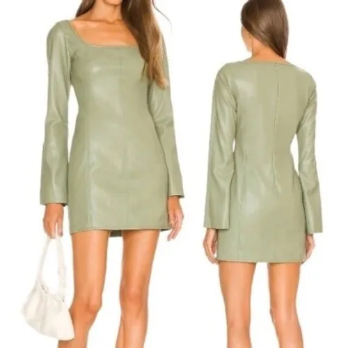 Alexis Vanna Green Faux Leather Mini Dress Size‎ Medium - Image 2
