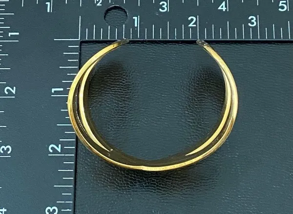 Vintage MCM Gold Brass Figure 8 Open Cuff Bangle Bracelet 57g - Image 6