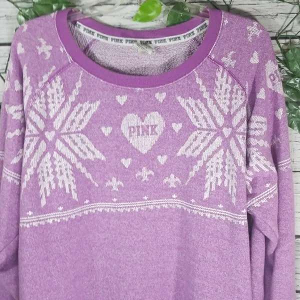 PINK - Victoria's Secret snowflake sweatshirt sz M - Image 2