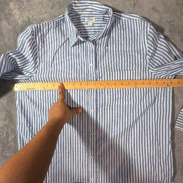 J.Crew Size L Blue White Striped Cotton Button Down Shirt Long Sleeve Officewear - Image 8