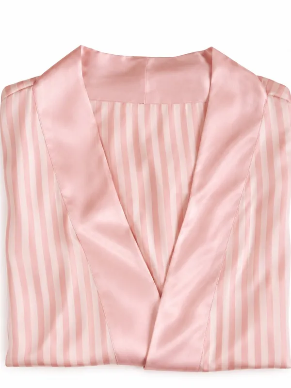 Show Me Your Mumu Harlow robe pink satin stripe coquette glam loungewear chic OS - Image 5
