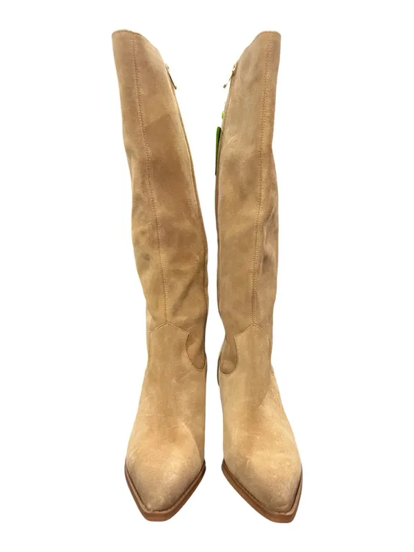Sam Edelman Woods Knee High Boots Tan Suede Leather Western Boots Size 9 EU 40 - Image 4