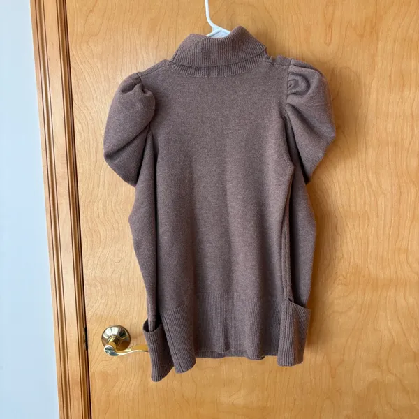 Tularosa Puff Shoulder Turtleneck Sweater Women Size S Brown Knit Long Sleeve - Image 6