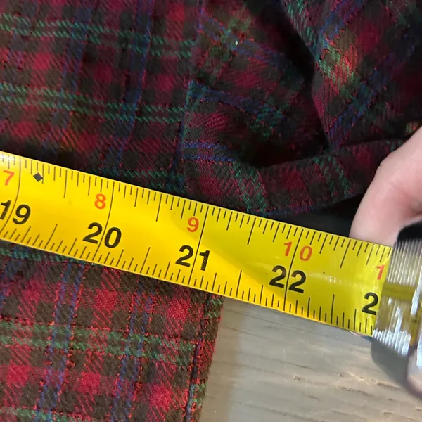 Madewell Tartan Plaid Short Sleeves-Rolled Cuff Top in Red and Green | Sz Medium - Image 7