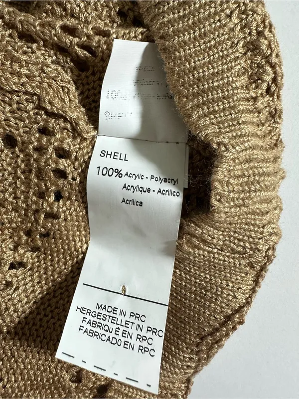 CUPSHE Open knit Beige Drawstring Crochet Beach Cover-Up Womens Top Sz Small - Image 5