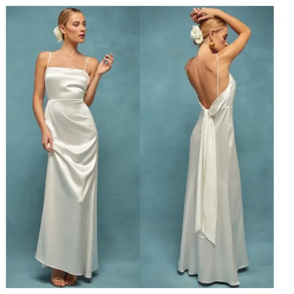 Reformation Sauvignon Silk Dress in Ivory Size 10 - Image 12