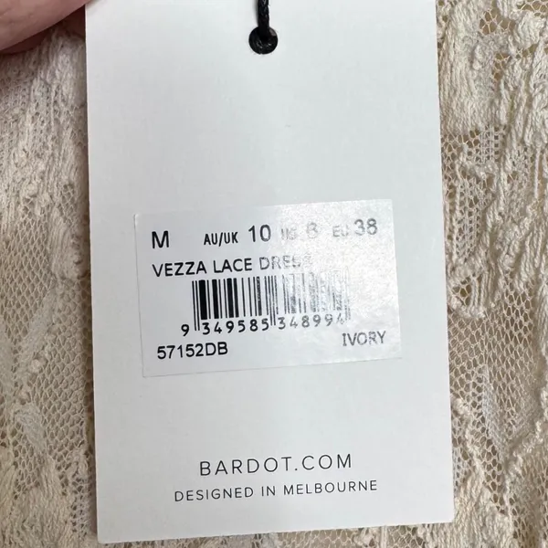 Bardot Vezza Lace Dress Ivory Mini‎ Women Med 6 Stretch Wedding Bridal Romantic - Image 6