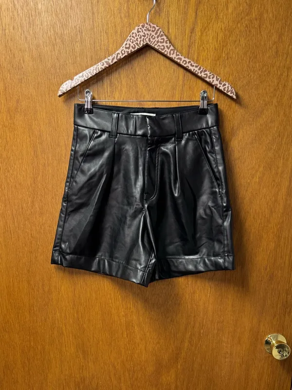 Abercrombie & Fitch Faux Vegan Leather High Rise Shorts Black Small NEW NWT - Image 15