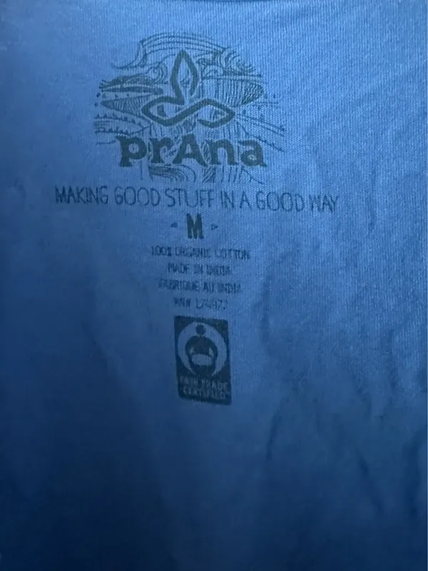 PrAna Blue T-Shirt Size Medium 100% Organic Cotton - Image 3