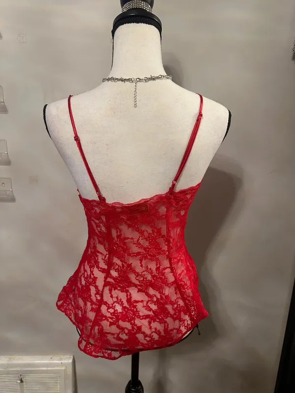 Vintage victorias Secret Lingerie Bodysuit red - Image 3