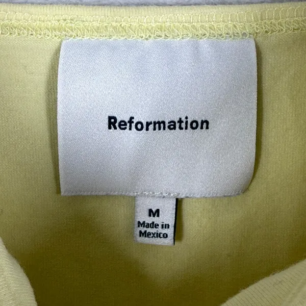 Reformation Yellow Ruched Sleeveless Square Neck Crop Top Tank Medium M - Image 2