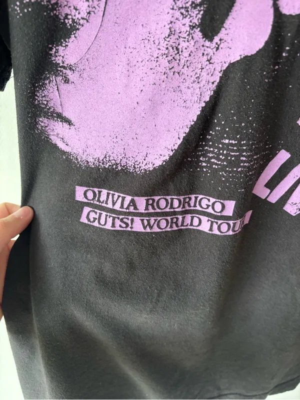 Olivia Rodrigo Guts! World Tour Black Pink Band T-shirt Spill Your Guts - Image 2