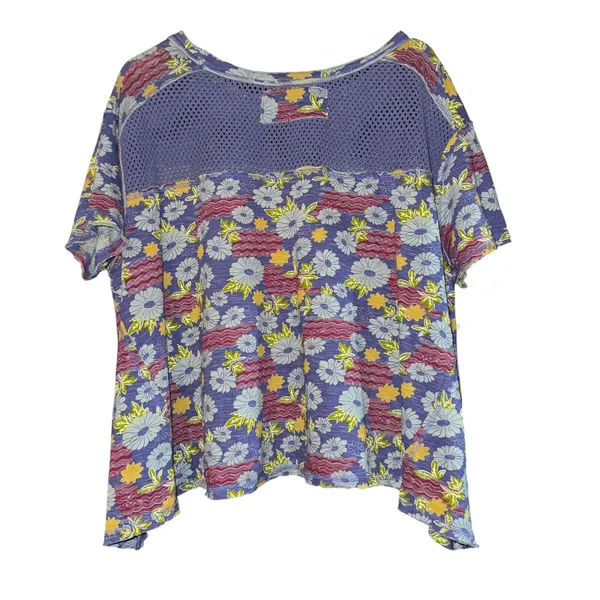 Free People Beach Dreaming‎ Floral Top Women's Small Boho Mesh Oversized Retro - Image 6