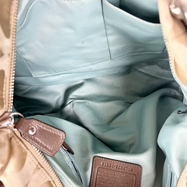 Coach Kristen Signature Op Art Hobo Purse Sateen Zip Top - Image 14