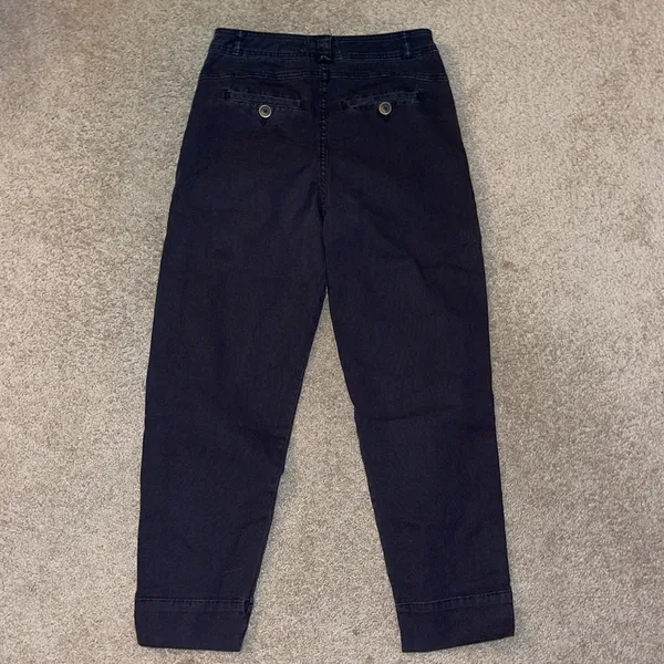 Anthropologie Embroidered Side Stripe‎ Black ankle pants Size 0 boho high rise - Image 9