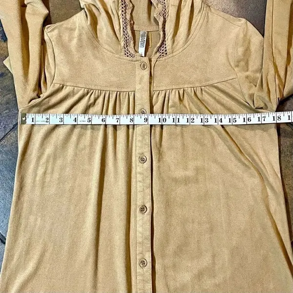 Monoreno Boho Hooded Ruffle & Crochet Dress Size Small - Image 8