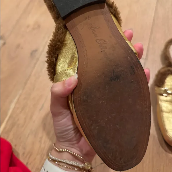 Danica Gold Fuzzy Slip On Mules - Image 4