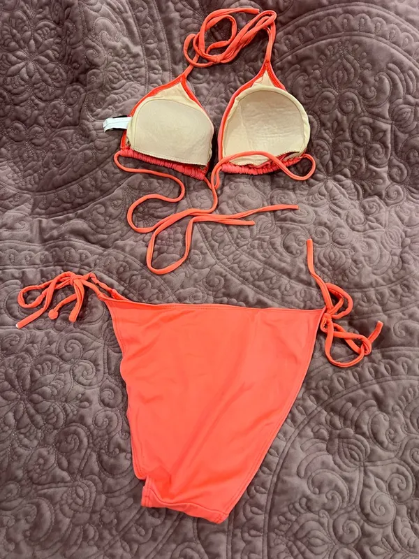 MD Coral Pink Bikini Set Orange Size M - Image 2