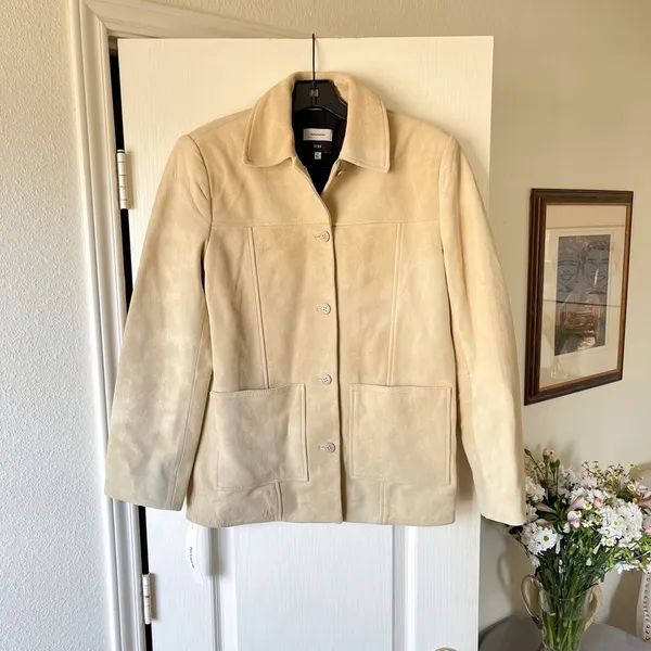 Reformation Veda Lincoln‎ Suede Jacket Oat Distressed Leather XS NWT - Image 3