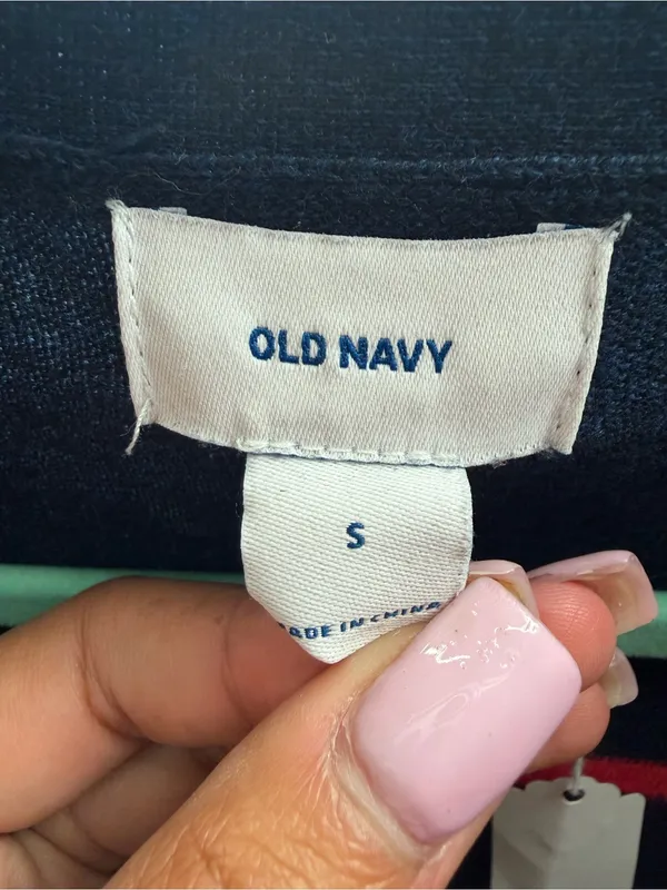 Old Navy Navy & Red Striped Cotton Blend Cardigan Size Small - Image 3
