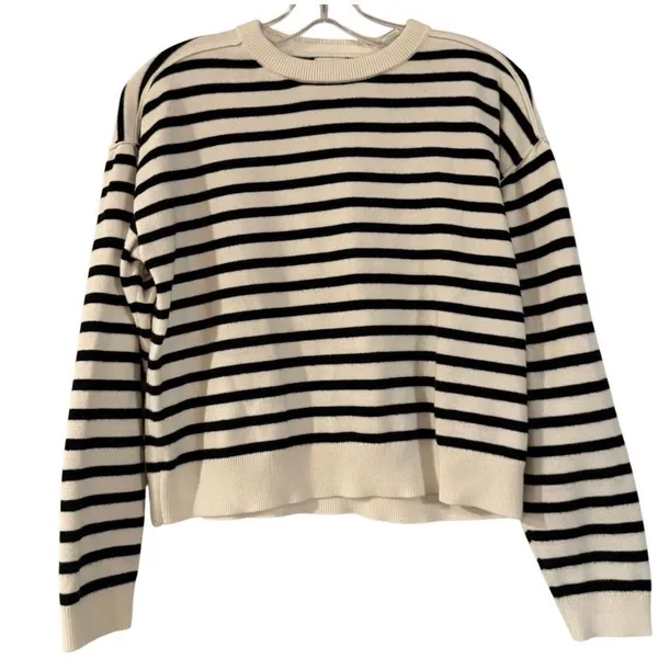 J.Crew striped crewneck exposed seam sweater xs - Image 2