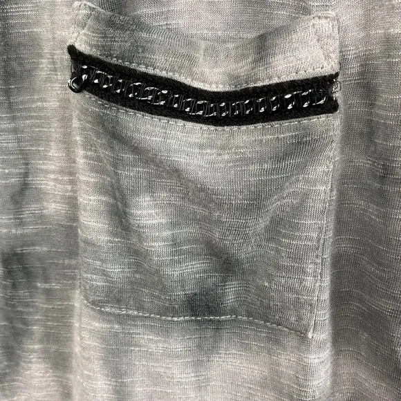 Miss Me Gray Chain Embellished Short Sleeve Tunic Tee T Shirt Top M - Image 4