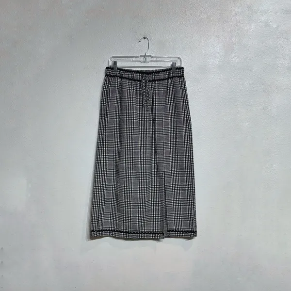 Free People Black Combo Penelope Gingham Midi Skirt Sz M NWT - Image 2