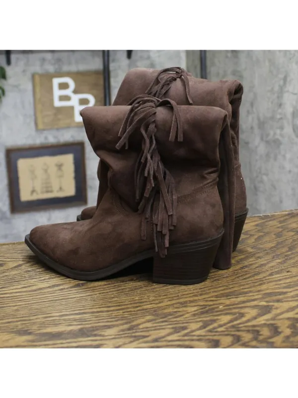 Universal Thread Patsy Tall Fringe Western Boots Cowgirl Chocolate Brown 8.5M - Image 3