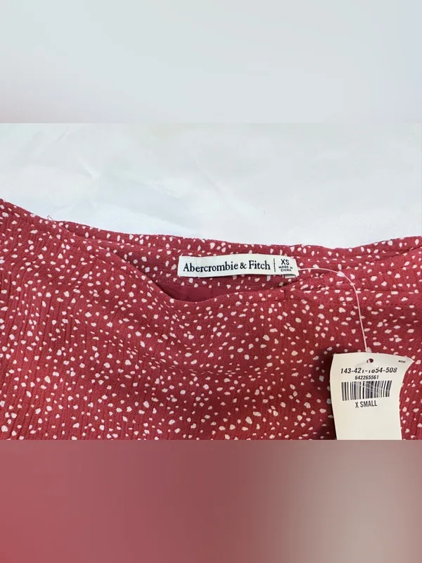 NWT Abercrombie & Fitch Ruffle Wrap Mini Skirt – Red Floral – XS - Image 7